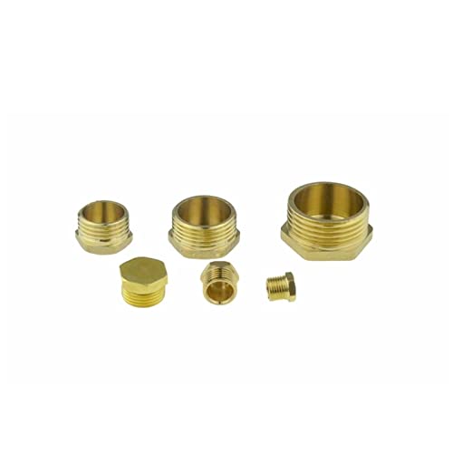 Messingrohrverschraubung, 6 Stück Innensechskant-Endkappe, Messing/Eisen G1/8 1/4 3/8 1/2 PT Stecker/Buchse Anschlusskupplung(Brass Plug Male,1I8 Thread) von DUANGYMM