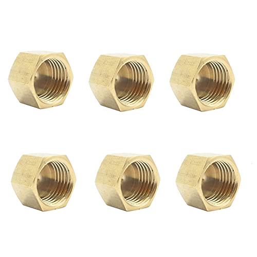 Messingrohrverschraubung, Rohrverschraubungs-Kupplungs-Anschlussadapter, BSP-Außengewinde, Innengewinde, Sechskantkopf, Messing-Endkappe(Female Thread,3/4inch) von DUANGYMM