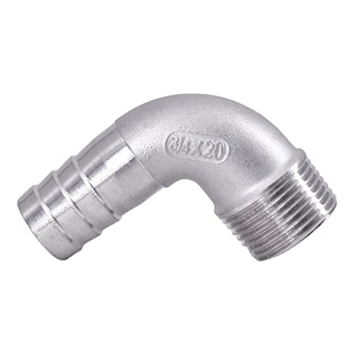 Rohrverbinder, 1 Stück Winkel-Rohrverschraubungsverbinder, BSP-Außengewinde-Schlauchanschluss-Winkelstück 90 Grad 304 Edelstahl-Rohrverschraubungsverbinder(2 BSP To 38mm) von DUANGYMM
