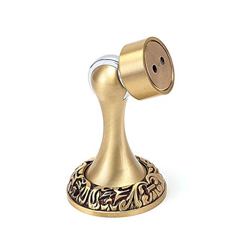 Türstopper, Messing-Türstopper, Magnetische Türstopper mit klassischem Muster, Kupfer-Türstopperhalter, Bodenbeschlag mit Schrauben for die Toilette im Schlafzimmer zu Hause(Gold) von DUANGYMM