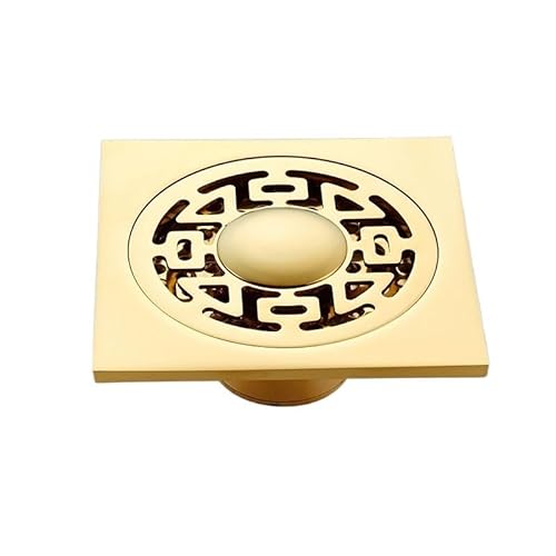 DUANSIYU Bodenablauf Goldener Duschablauf Badezimmer Bodenablauf Waschmaschine Abfallablauf Quadratischer Bodenablauf Sieb Abdeckung Rost Abfall Bodenablauf Dusche(Golden A2) von DUANSIYU