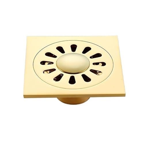 DUANSIYU Bodenablauf Goldener Duschablauf Badezimmer Bodenablauf Waschmaschine Abfallablauf Quadratischer Bodenablauf Sieb Abdeckung Rost Abfall Bodenablauf Dusche(Golden C2) von DUANSIYU