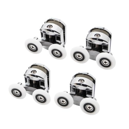 DUANSIYU Duschkabine Rollen 23/25/27 mm Zinklegierung Doppelrad Schiebetür Rollenlager Radläufer Ersatz for 12-14 mm Glas DuschtüRrollen(4pcs Upper,25mm) von DUANSIYU