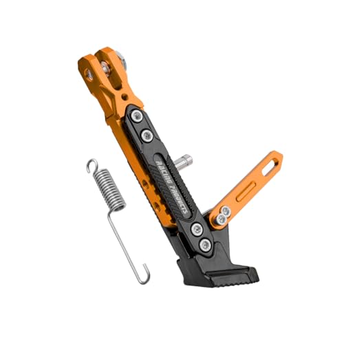 DUANSIYU Motorrad SeitenstäNder Universal Motorrad Ständer CNC Aluminium Legierung Einstellbare Stativ Halter Fuß Seite Unterstützung Stehen Parkplatz Ständer for Roller(Orange) von DUANSIYU