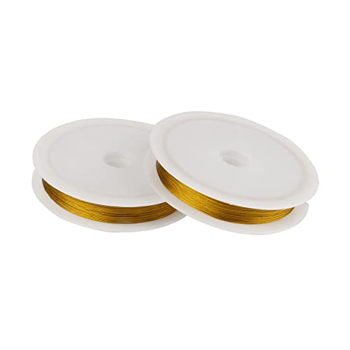 Drahtseil 0,3/0,38/0,45 Mm Gold Weiß Schwarz Widerstandsfähiger Edelstahldraht Mit Starker Schnur For Perlendraht For Die Schmuckherstellung, 1 Rolle(Gold,0.38mm 50m) von DUANSIYU
