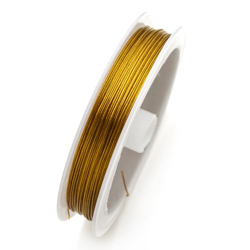 Drahtseil 1 Rolle 0,3,35,45,5,6, Mm Widerstandsfähiger, Starker Draht Aus Edelstahldraht Mit Schwanz For Perlendraht For Die Schmuckherstellung(Gold,0.8mm-12meters) von DUANSIYU