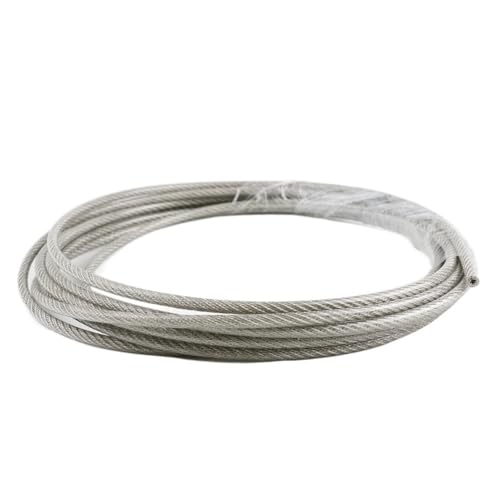 Drahtseil 5/10 Meter Stahl, PVC-beschichtetes, flexibles Drahtseil, weiches Kabel, transparenter Edelstahl, Wäscheleine, Durchmesser 0,8/1/1,5/2/2,5/3/4 mm(10M,2mm after coating) von DUANSIYU