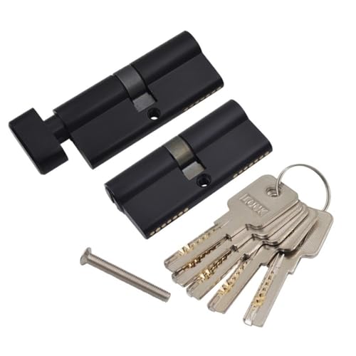 TüRschloss 1 Stück Schwarz Reines Messing Einsteckschloss Zylinder Kernschloss Gall Ersatzteile + 5 Schlüssel 70mm/80mm/90mm(90mm Double Open) von DUANSIYU