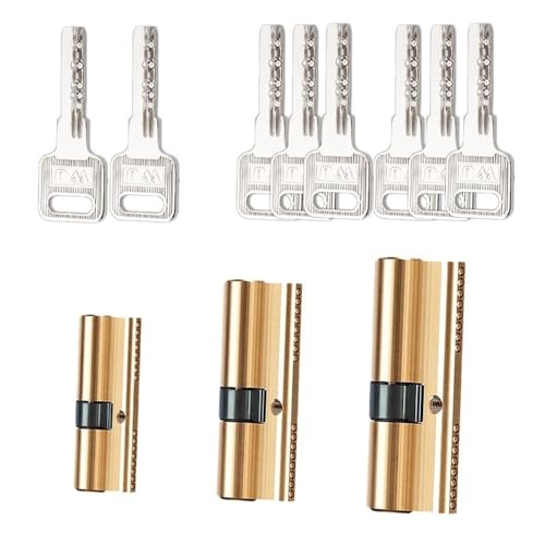 TüRschloss 1 Stück reines Kupfer Anti-Diebstahl-Türschloss Kern 65 70 80 90 115 mm Messingzylinder mit AB-Schlüssel Diebstahlsicherung(80mm 40and40) von DUANSIYU