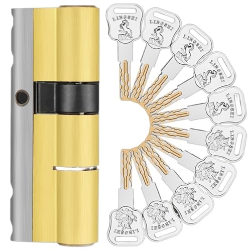TüRschloss 10 Tasten Lock Ersatz C Grade Sicherheitseingang Türschloss Zylinderknopf Zylinder trotzig Doppelzylinderschloss(A32.5B67.5 L100mm) von DUANSIYU