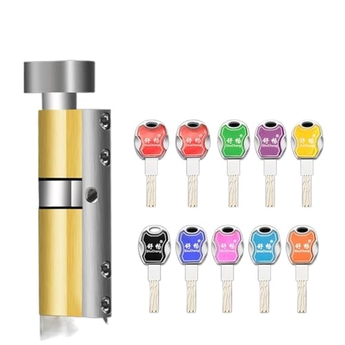 TüRschloss Türverriegelung Messing Zylinder Single Open Sided Break Anti Brey Edelstahl Bar Schlangennut Farbe 10 Schlüssel(90(37.5knob-52.5)) von DUANSIYU