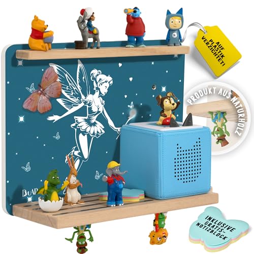 DUAPLAN Kinder Regal kompatibel mit Toniebox und 40 Tonies magnetisches Wandregal zur Aufbewahrung im Kinderzimmer Türkis Blau Fee Design platzsparend und zauberhaft für Mädchen und Jungen von DUAPLAN