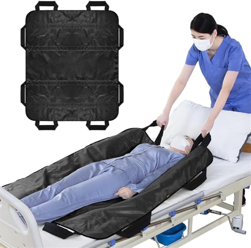 DUBEI Upgrade Positioning Bed Pad, 47" x 40" Washable Transfer Sheet Sheets, with 8 Handles for Turning Lifting and Repositioning Reusable Draw Sheet for Elderly Incontinence Caregiver(Black) von DUBEI