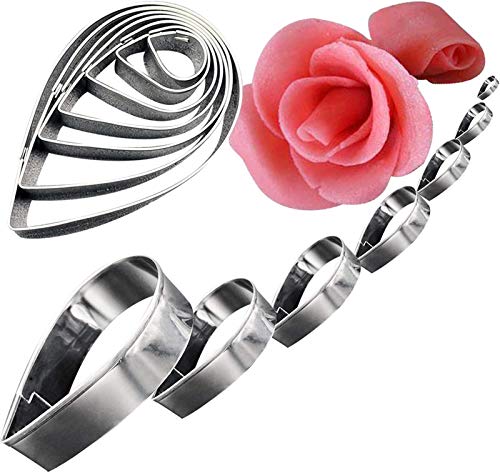 DUBENS 10er Set Tear Drop Cutter Set, Polymer Clay Cutters, Rose Petal Kuchen Cookie Cutter, Austin Rose Cutter, Blume Cookie Cutter, Kuchen Fondant Dekorationen, Gebäck Backform von DUBENS