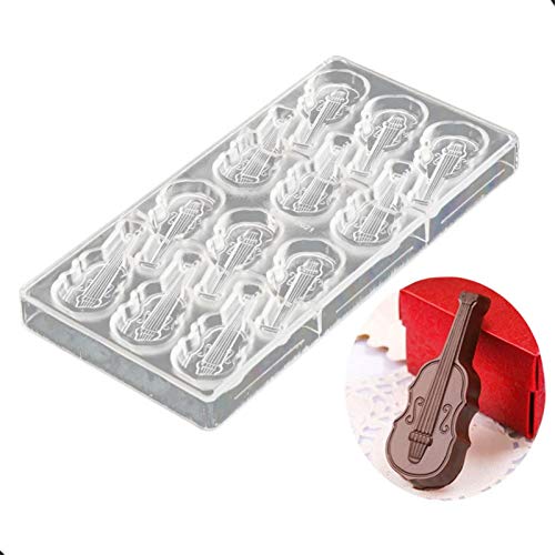 DUBENS 12 Hohlraum Geige Form 3D Polycarbonat Schokolade Form Tablett Pfannen zum Backen Gebäck Werkzeuge Candy Seife EIS Lollipops Schokolade Form von DUBENS