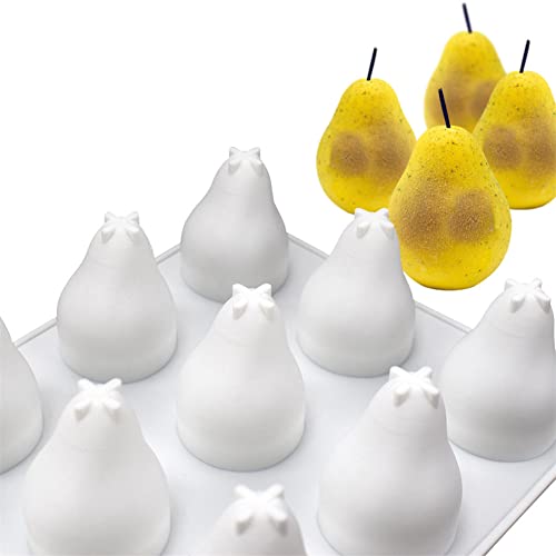 DUBENS 15 Kavitäten 3D Birnenform Silikonform zum Backen Mousse Kuchen, Birne Frucht Silikon Form für Kuchen, Französisch Dessert Form, Eiscreme Form, Kuchen Dekorieren Form von DUBENS