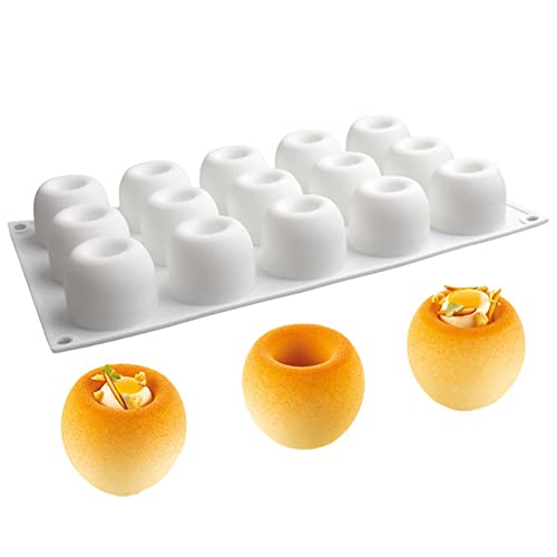 DUBENS 15 Loch Silikon Pudding Tasse Kuchenform, Silikonformen Backen für Mousse Kuchen, 3D Backformen Dessertformen für Gebäck Trüffel Pudding Gelee Käsekuchen von DUBENS