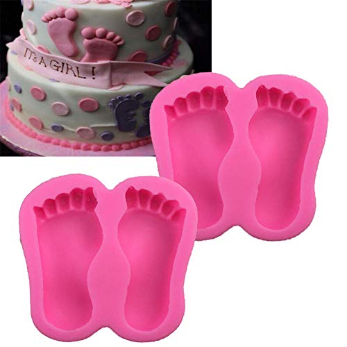 DUBENS 2 Stück 3D Baby Fuß Form Silikon Backform, Backform Für Cupcake Cookie Schokolade Zuckerfertigkeit Fondant Kuchen Dekorieren Tools von DUBENS