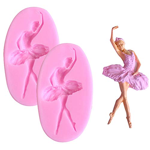 DUBENS 2 Stück 3D Silikon Tanzen Ballett Mädchen Form DIY Form Handgemachte Seife Schokolade Sugarcaft Candy Fondant Backform Kuchen Dekorieren Werkzeuge, Rosa von DUBENS