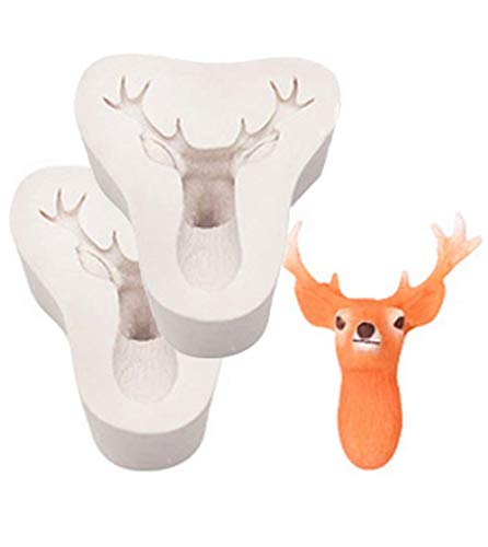 DUBENS 2 Stück 3D Weihnachten Elch Silikon Form 3D Stag der Kopf Deer Form Fondant Schokolade Formen für Kuchen Dekoration von DUBENS