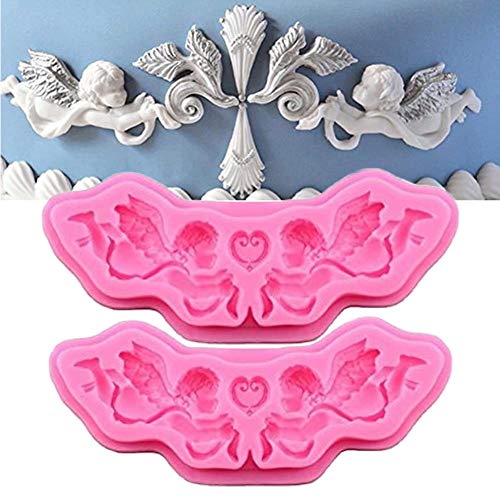 DUBENS 2 Stück Amor Engel Form Crown Muster Silikon Fondant Form für Kuchen Schokolade Backen Cookies Dekorieren Werkzeuge von DUBENS