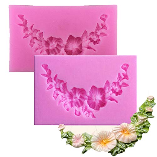 DUBENS 2 Stück DIY Floral Swag Silikon Form Scroll Ecke Blume Fondant Süßigkeit Schokolade Mould Cupcake Backen Kuchen Dekorieren Werkzeuge von DUBENS