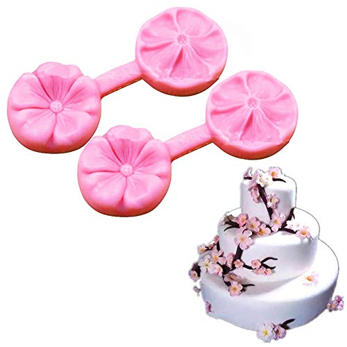 DUBENS 2 Stück Kirschblüten Blume Kuchen Form Silikon Mini Blume Fondant Form Cupcake Seife Form Sugar Paste Backform von DUBENS