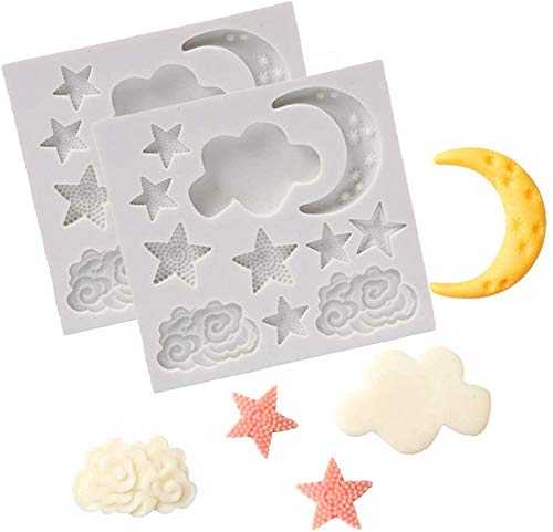 DUBENS 2 Stück Mond Stern Wolke Silikon Form Fondant Form Sugar Form für Schokolade Candy Cookies Geburtstag Kuchen Cupcake Topper Dekoration Backen Werkzeuge DUBENS 2 Stück Mond Stern Wolke Silikon Form Fondant Form Sugar Form für Schokolade Candy Cookies Geburtstag Kuchen Cupcake Topper Dekoration Backen Werkzeuge von DUBENS
