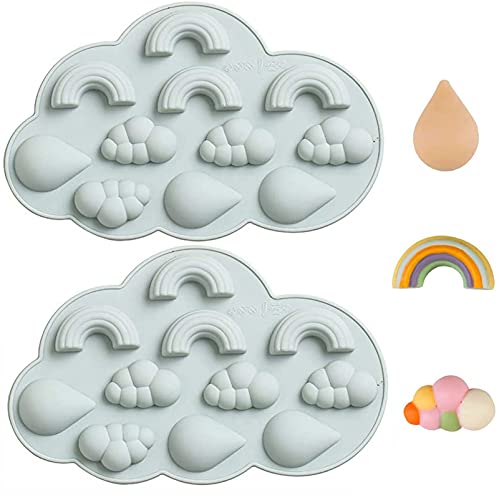 DUBENS 2 Stück Regenbogen Wolke Regentropfen Schokolade Candy Silikonformen, Regen Thema Gummy Fett Bombe Fondant Kuchen dekorieren Form Harz Mini Seife Tonform DUBENS 2 Stück Regenbogen Wolke Regentropfen Schokolade Candy Silikonformen, Regen Thema Gummy Fett Bombe Fondant Kuchen dekorieren Form Harz Mini Seife Tonform von DUBENS