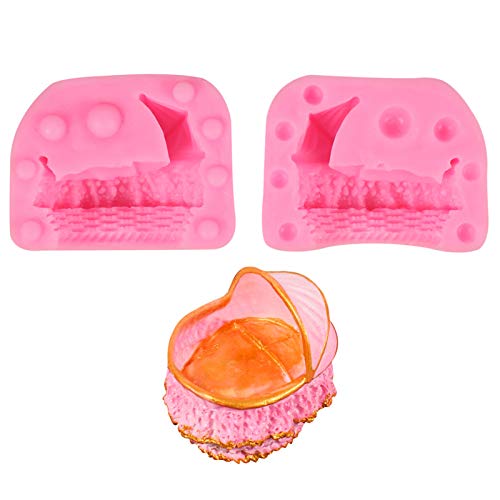 DUBENS 3D Baby Kinderwagen Kinderwagen Kutsche Baby-Auto Silikonform für Seife Kerze Baby-Dusche Geburtstag Kuchen Dekorieren Fondant Formen Candy Schokolade Gummi Paste Formen (B) von DUBENS