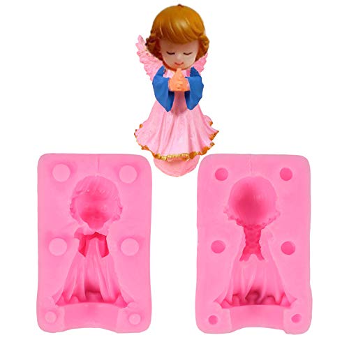 DUBENS 3D Engel Silikon Fondant Form Harz Ton Seife Kerze Formen Baby-Dusche-Kuchen Topper Dekorationen Schokolade Candy Form, Schreibtisch Dekor, Hochzeitsgeschenke Werkzeuge (Mädchen) von DUBENS