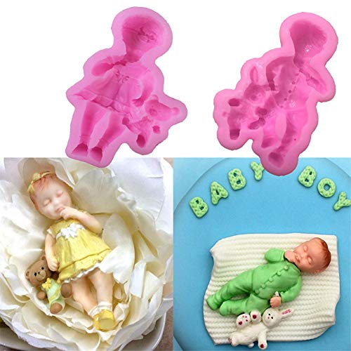 DUBENS 3D Junge Mädchen Baby Puppe Bär Silikon Kuchen Form Baby Party Fondant Kuchen Dekorieren Werkzeuge Cupcake Schokolade Backen Formen von DUBENS