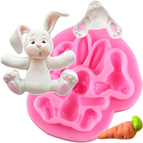 DUBENS 3D Kaninchen Ostern Bunny Silikon Form Fondant Kuchen Formen Cupcake Dekorieren Werkzeuge Schokolade Mold Küche Zubehör von DUBENS
