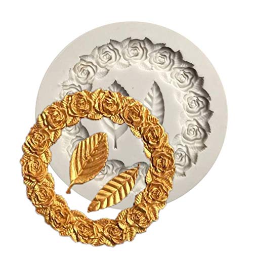 DUBENS 3D Kranz Blätter Flüssigkeit Hochtemperatur Silikon Form Kuchen DIY Schokolade Form Rahmen Bilderrahmen Fondant Backform von DUBENS