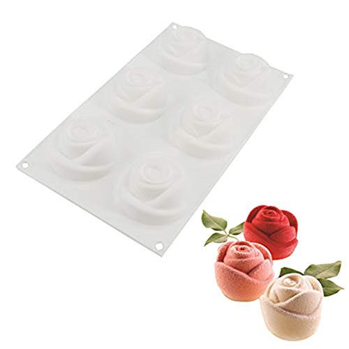 DUBENS 3D Silikon Rose Form 6 Hohlraum Kuchen Form Dessert Backen Werkzeuge Für Kuchen Schokolade Gebäck Küche Backformen Liefert (Kleine Rose) von DUBENS