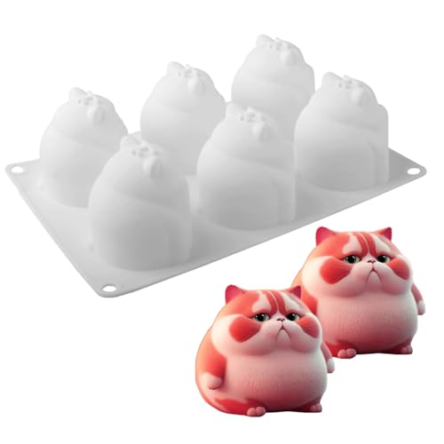 DUBENS 3D Zorniger-Katzen-Silikonform: Hochwertige Muffinformen für Kuchen, Mousse, Schokolade, Pudding, Eiswürfel, Wachs & Plaster – Ideal für Backen, DIY & Geschenke von DUBENS