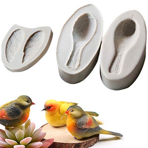 DUBENS 3er Set 3D Vogel Silikonform, DIY Formen für Hochzeit Cup Kuchen Dekoration Silikonform Eiswürfel Fondant Gießform Silikon für Kuchen Backen Schokoladen Seife Gelee Muffin von DUBENS