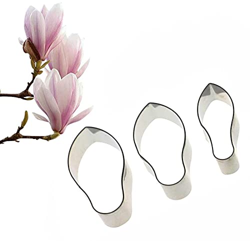 DUBENS 3er Set Sugarpaste Blume Veiner und Cutter Set Silikon Aderformen Fondant Kuchen Dekoration Werkzeuge für Bäckerei (Magnolia Blütenblatt Vene) von DUBENS