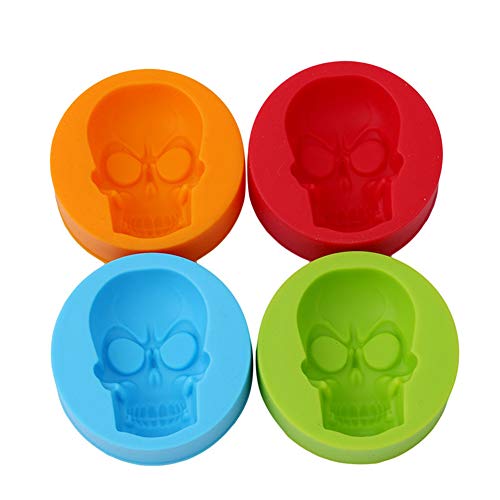 DUBENS 4PCS 3D Schädel Silikon Form Halloween Schädel Kopf Fondant Silikon Formen für Seife, Eiswürfel, Schokolade, Süßigkeiten, Kuchen, gelee, etc von DUBENS