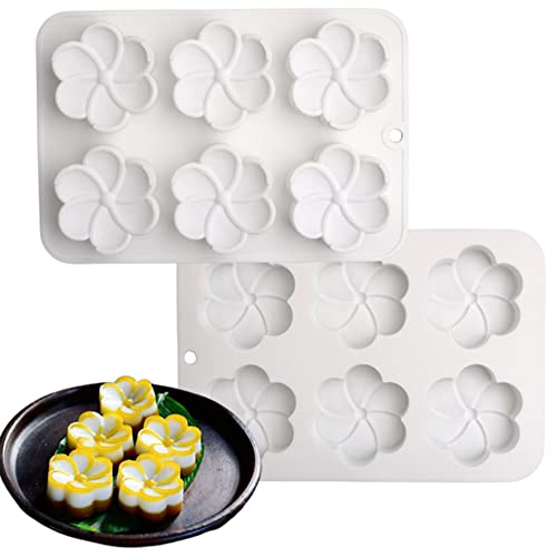 DUBENS 6-Cavity Silikon Blumenform Formen, Tabletts für hausgemachten Kuchen Schokolade Cupcake Form Fondant Mondkuchen Form von DUBENS