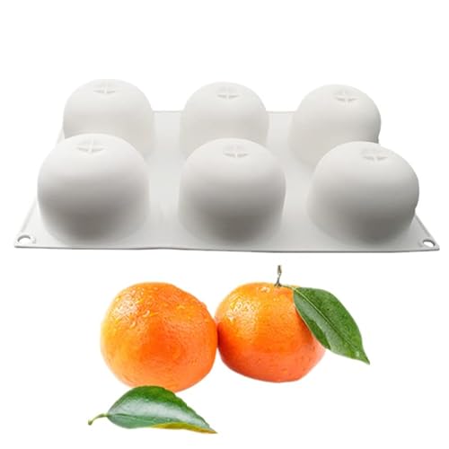 DUBENS 6 Löcher Extra Groß 3D Orange Mandarinr Form Mousse Silikon Schimmel, zum Backen Kuchen Dessert Fondant Schimmel Frucht Backwaren Pralinen Gebäckpfanne von DUBENS