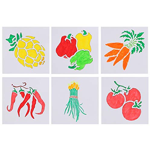 DUBENS 6er Set Gemüse-Serie Kuchen Spray Schablone Form, PVC Schichtung Schablonen für DIY Scrapbook Färbung, Malerei Schablone, Haus-Deco DIY Papierkarten Handwerk DUBENS 6er Set Gemüse-Serie Kuchen Spray Schablone Form, PVC Schichtung Schablonen für DIY Scrapbook Färbung, Malerei Schablone, Haus-Deco DIY Papierkarten Handwerk von DUBENS