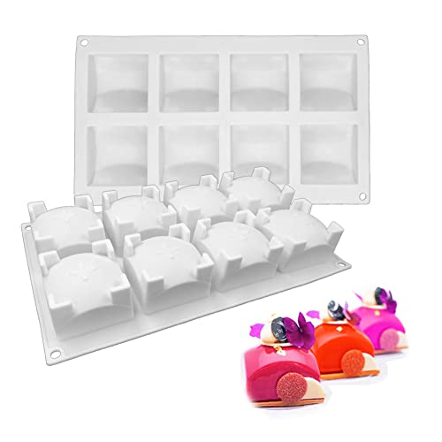 DUBENS 8 Hohlräume Kuppel quadratische Form Silikon Mousse KuchenForm Quadrat Silikon Form Dessert Mousse Form Kuchen Dekoration Werkzeuge von DUBENS