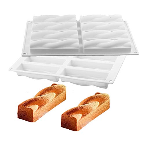 DUBENS 8 Hohlraum Twist Form Silikon Backen Kuchen Formen Für Brot Gebäck Tee-Zeit Energie Bar Muffin Rolle Dessert backformen Werkzeuge von DUBENS