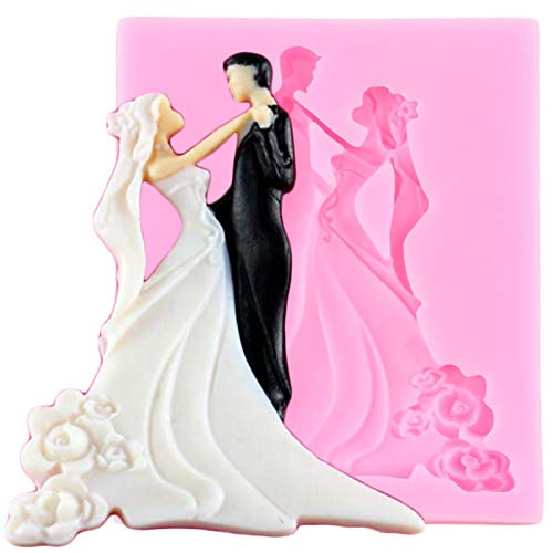 DUBENS Braut und Bräutigam Fondant Kuchen Topper Silikonform, paar tanzen Form Gelee Zucker Schokolade Silikon Formen für Sugarcraft Candy Cake Dekoration Cupcake Eisschmuck (A) von DUBENS