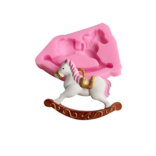 DUBENS Hölzerne Pferd Silikonform Kuchen Dekoration Fondant Kuchen 3D Seifenform Lebensmittelqualität von DUBENS