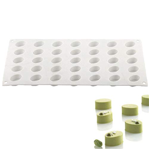 DUBENS Mousse Kuchenform Backform Silikonform Cake Mold, Silikon EIS Formen, Seifenformen, Schokolade Sigkeiten Silikon Backen, 35 Löcher (Ellipse) von DUBENS