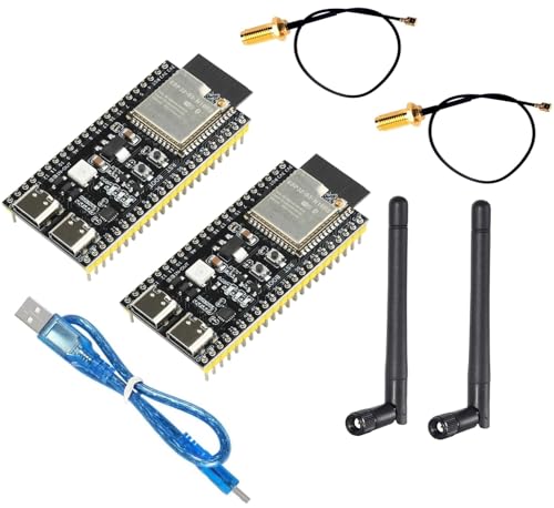 DUBEUYEW 2pcs ESP32-S3 DevKitC-1 N16R8 ESP32 S3 WROOM-1-N16R8 WiFi Modul + 5.0 Bluetooth Internet Entwicklungsboard mit 2.4GHz Antenne und einem Datenkabel DUBEUYEW 2pcs ESP32-S3 DevKitC-1 N16R8 ESP32 S3 WROOM-1-N16R8 WiFi Modul + 5.0 Bluetooth Internet Entwicklungsboard mit 2.4GHz Antenne und einem Datenkabel von DUBEUYEW