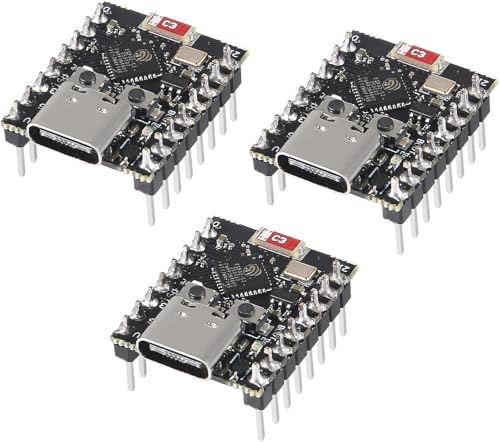 DUBEUYEW 3 Stück ESP32 ESP32-C3 Entwicklungsboard Mini ESP32 C3 Unterstützt WiFi Bluetooth Kompatibel mit Arduino(gelötet) von DUBEUYEW