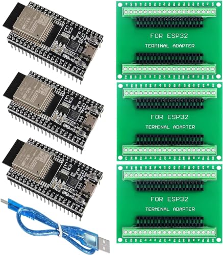 DUBEUYEW 3pcs ESP32 ESP32-WROOM-32D ESP32 V4 Modul 2.4GHz Dual-Mode WiFi+ Bluetooth Dual-Core Mikrocontroller Prozessor mit Skeleton Board und einem Kabel DUBEUYEW 3pcs ESP32 ESP32-WROOM-32D ESP32 V4 Modul 2.4GHz Dual-Mode WiFi+ Bluetooth Dual-Core Mikrocontroller Prozessor mit Skeleton Board und einem Kabel von DUBEUYEW